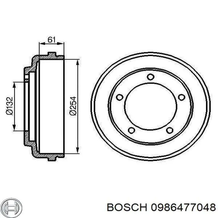 0986477048 Bosch барабан гальмівний задній