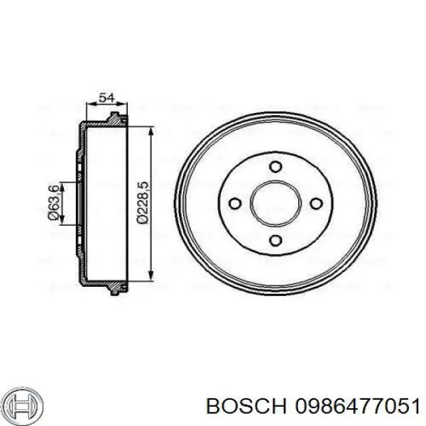 Барабан гальмівний задній Bosch 0986477051 ціна, від 30.88 USD