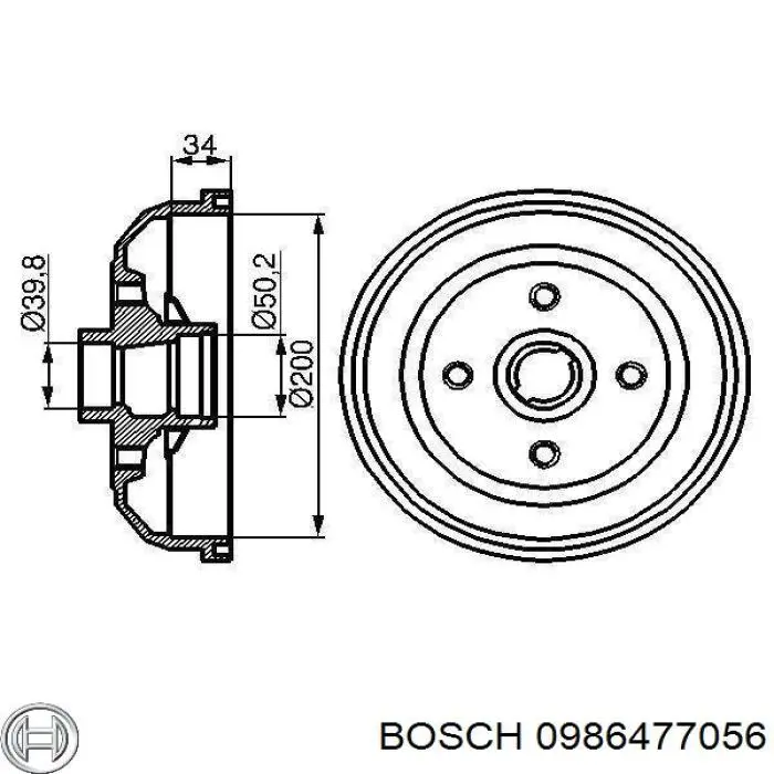 0986477056 Bosch барабан гальмівний задній