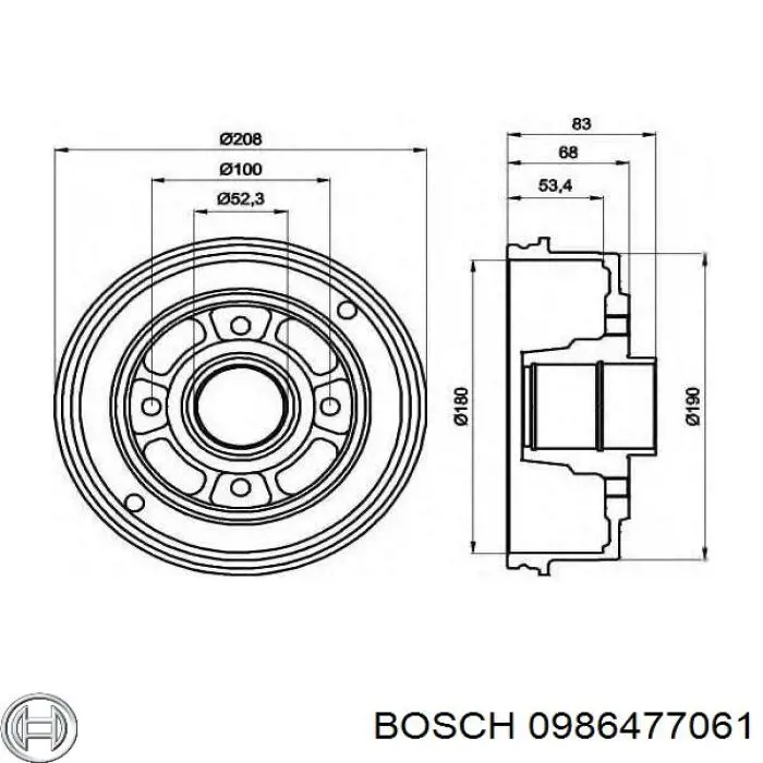 Барабан гальмівний задній 0986477061 Bosch