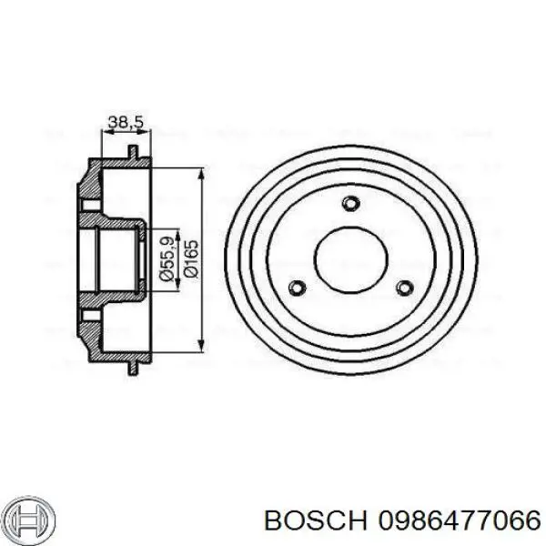 Барабан гальмівний задній 0986477066 Bosch