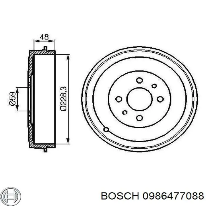 0986477088 Bosch барабан гальмівний задній