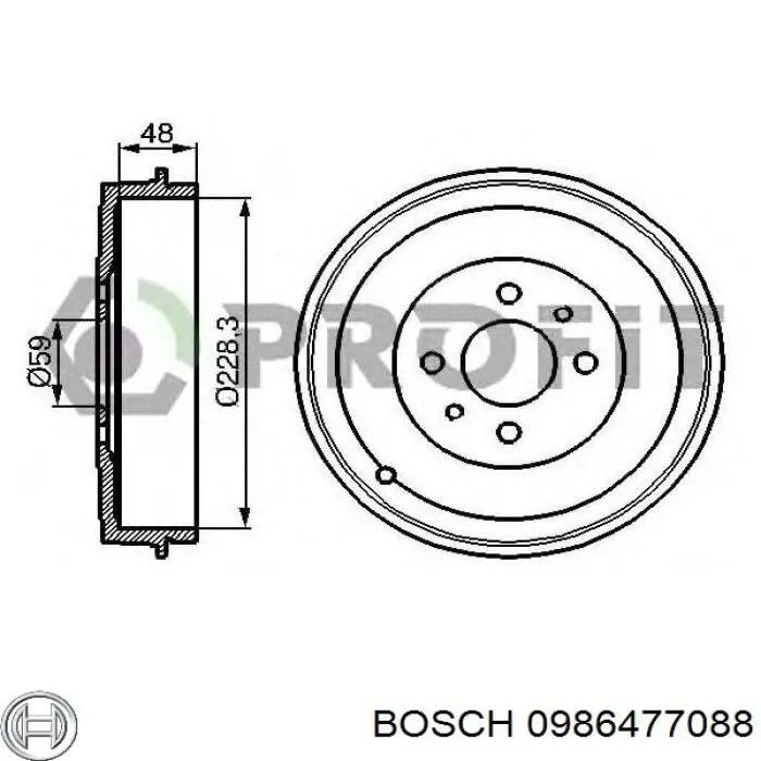 Барабан гальмівний задній 0986477088 Bosch