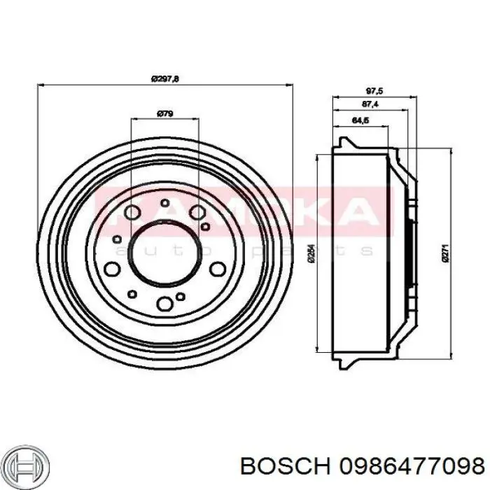 Барабан гальмівний задній 0986477098 Bosch