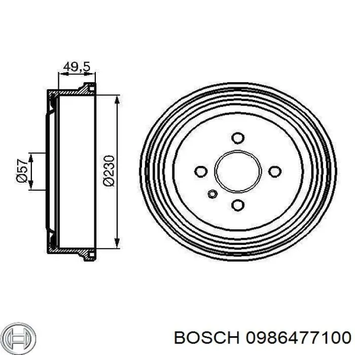 0986477100 Bosch барабан гальмівний задній