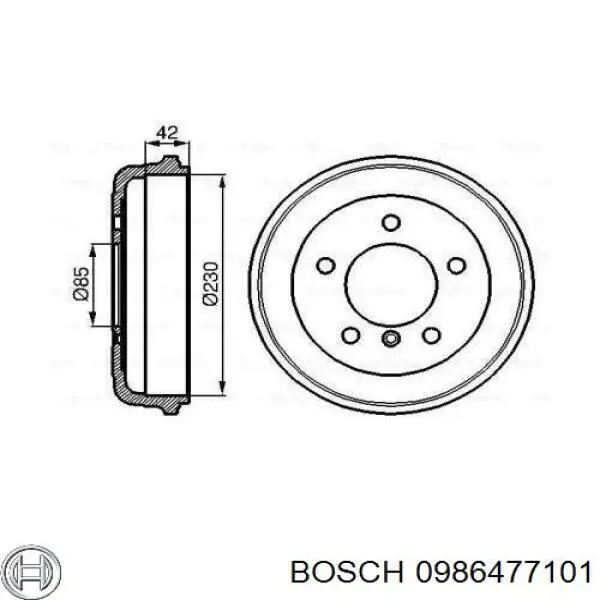 Купити 0986477101 Bosch Барабан гальмівний задній