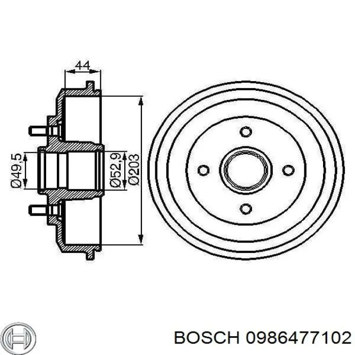 0986477102 Bosch барабан гальмівний задній