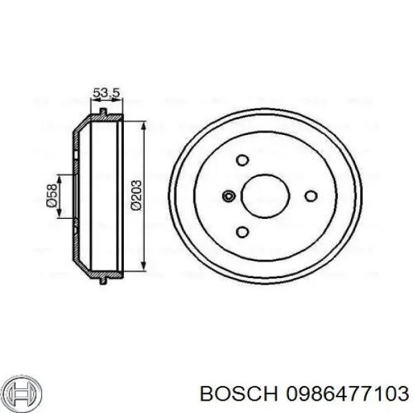 Барабан гальмівний задній 0986477103 Bosch