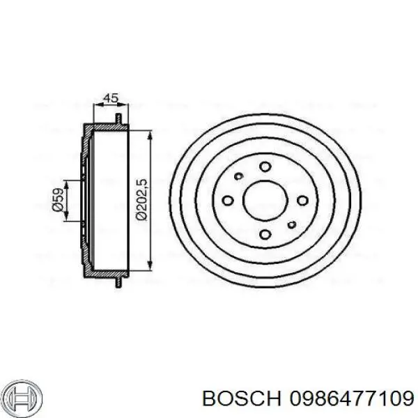 Барабан гальмівний задній Bosch 0986477109 ціна, від 32.56 USD