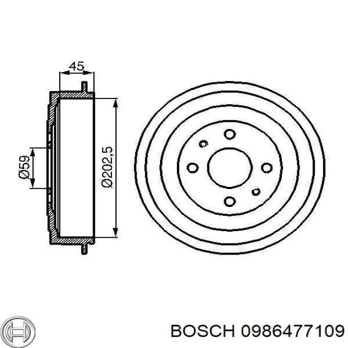 0986477109 Bosch барабан гальмівний задній