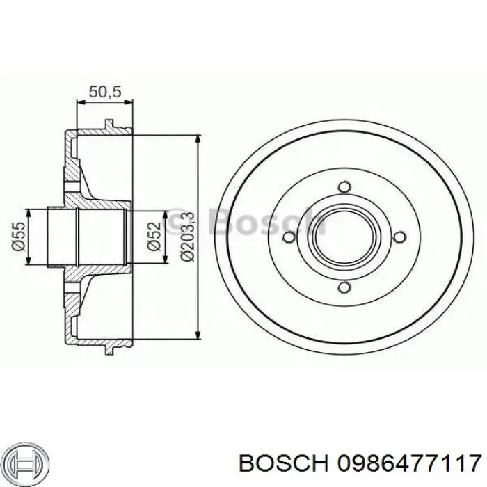 0986477117 Bosch барабан гальмівний задній