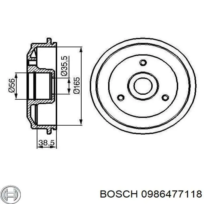 Барабан гальмівний задній 0986477118 Bosch