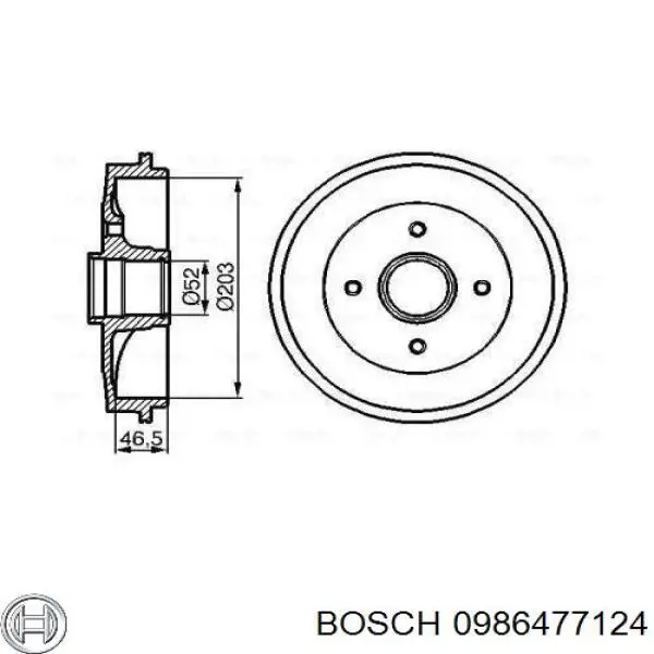 Барабан гальмівний задній 0986477124 Bosch