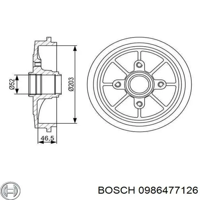 Барабан гальмівний задній 0986477126 Bosch