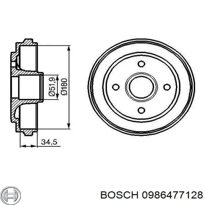 0986477128 Bosch барабан гальмівний задній