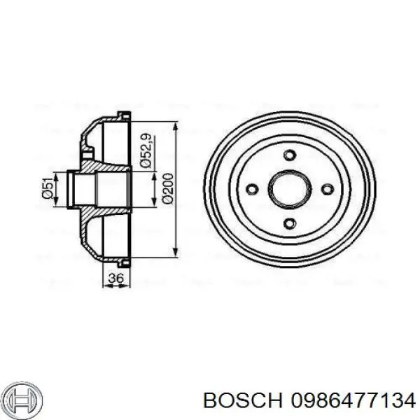 Купити 0986477134 Bosch Барабан гальмівний задній