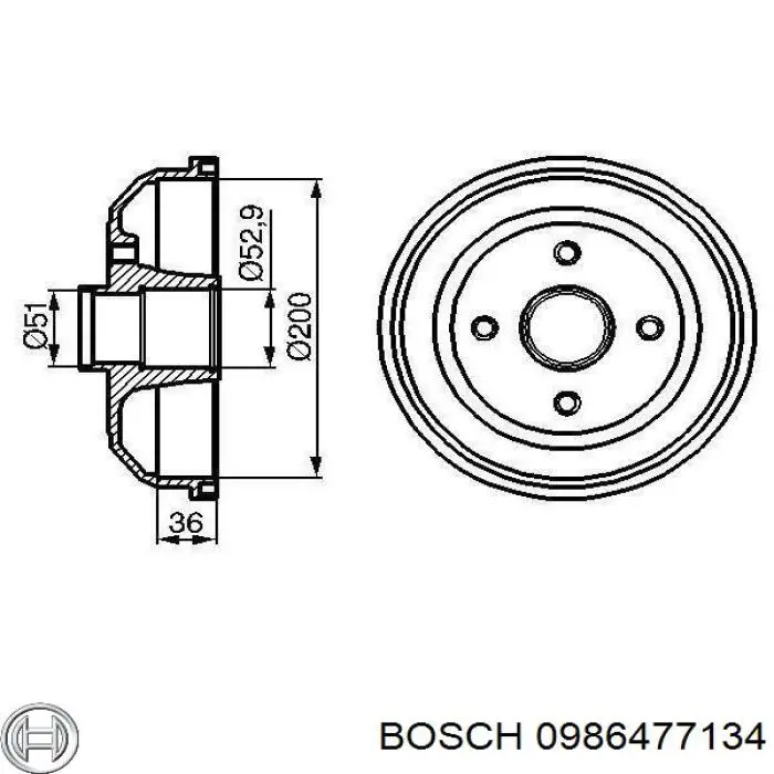 0986477134 Bosch барабан гальмівний задній