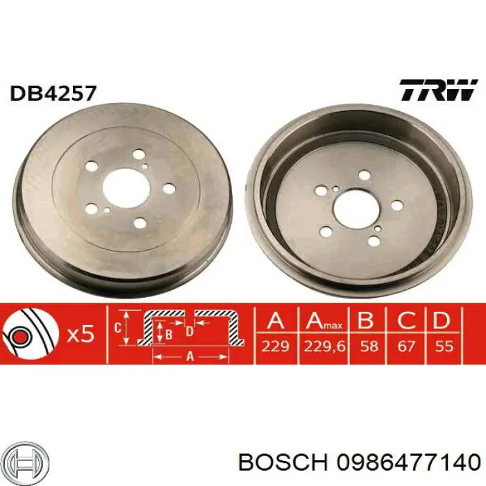 Купити 0986477140 Bosch Барабан гальмівний задній