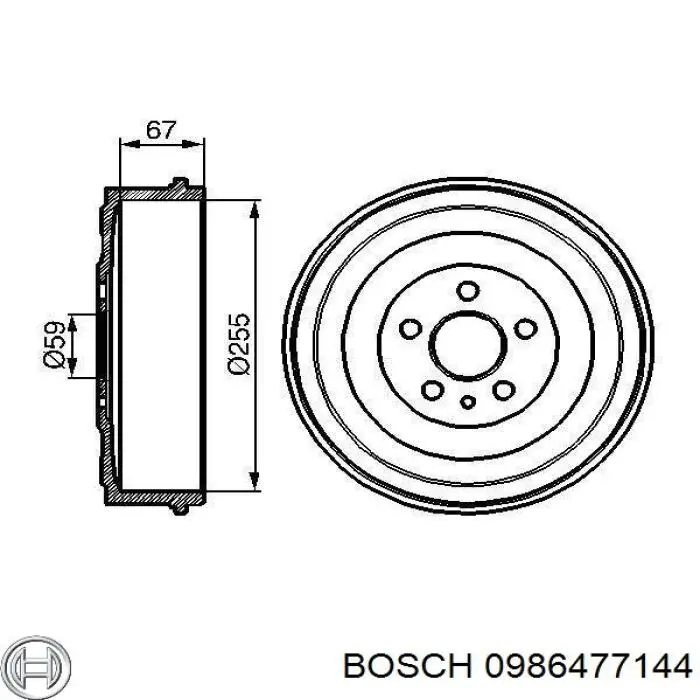 0986477144 Bosch барабан гальмівний задній