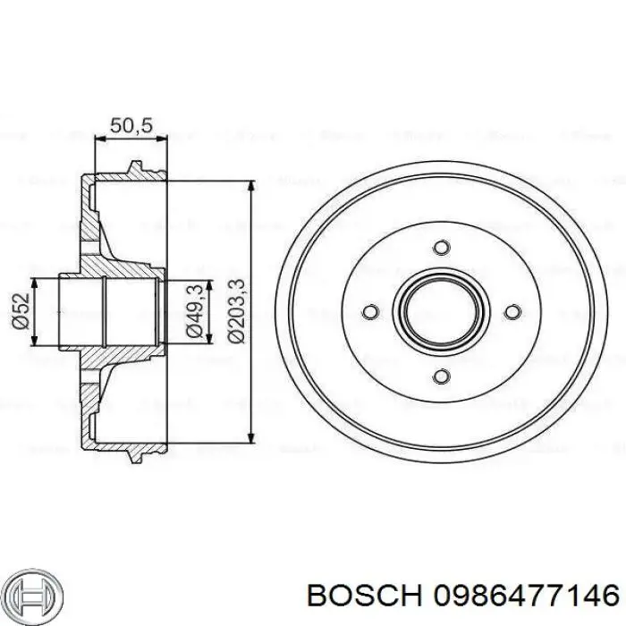 Барабан гальмівний задній Bosch 0986477146