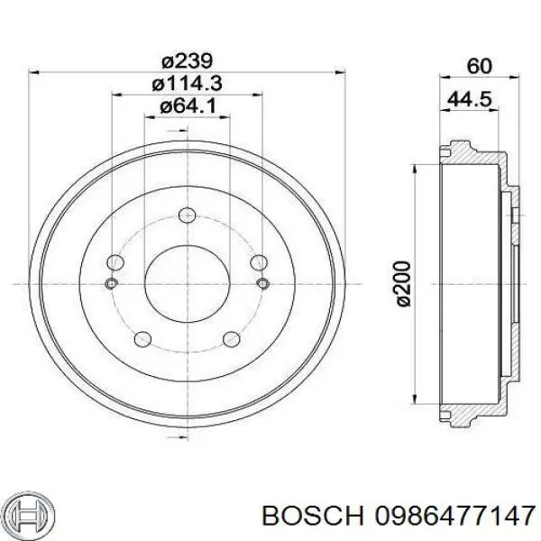 0986477147 Bosch Барабан гальмівний задній