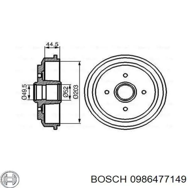 Барабан гальмівний задній Bosch 0986477149