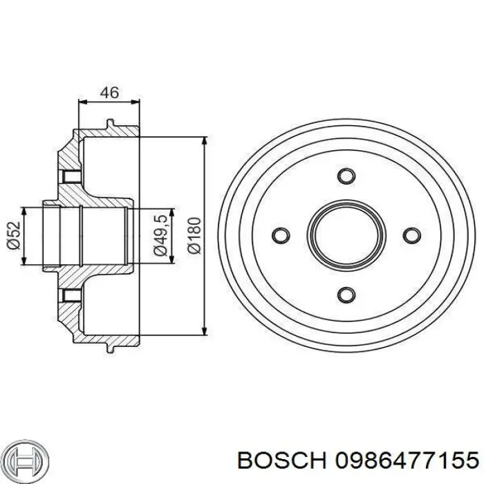 0986477155 Bosch Барабан гальмівний задній