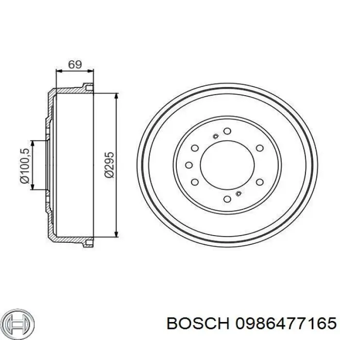 Барабан гальмівний задній 0986477165 Bosch