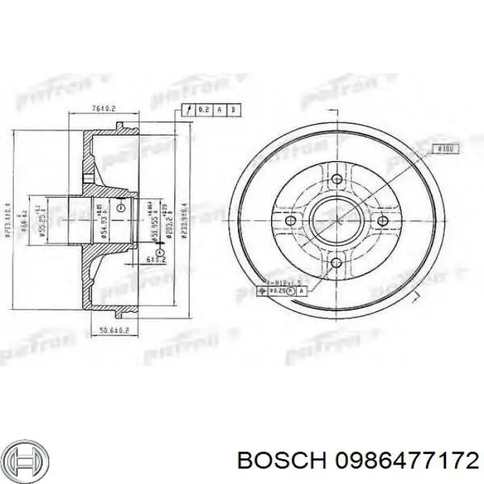 Барабан гальмівний задній Bosch 0986477172 ціна, від 44.81 USD