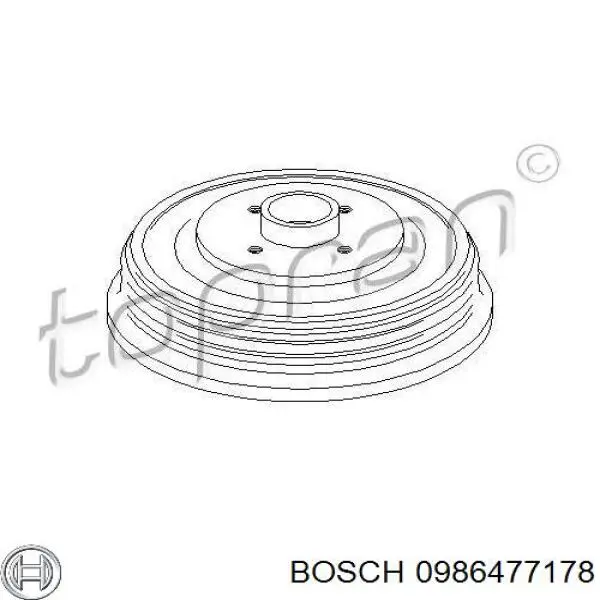 Барабан гальмівний задній Bosch 0986477178 ціна, від 64.22 USD