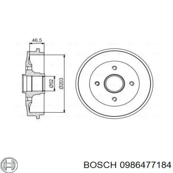 Барабан гальмівний задній Bosch 0986477184 ціна, від 35.38 USD