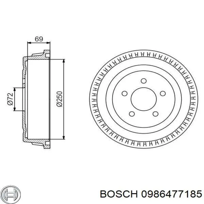 0986477185 Bosch барабан гальмівний задній