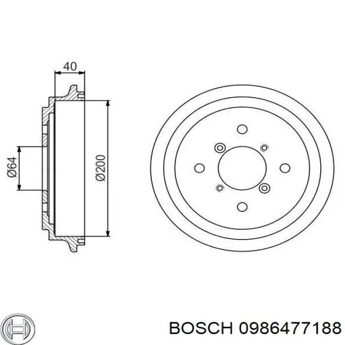 0986477188 Bosch барабан гальмівний задній