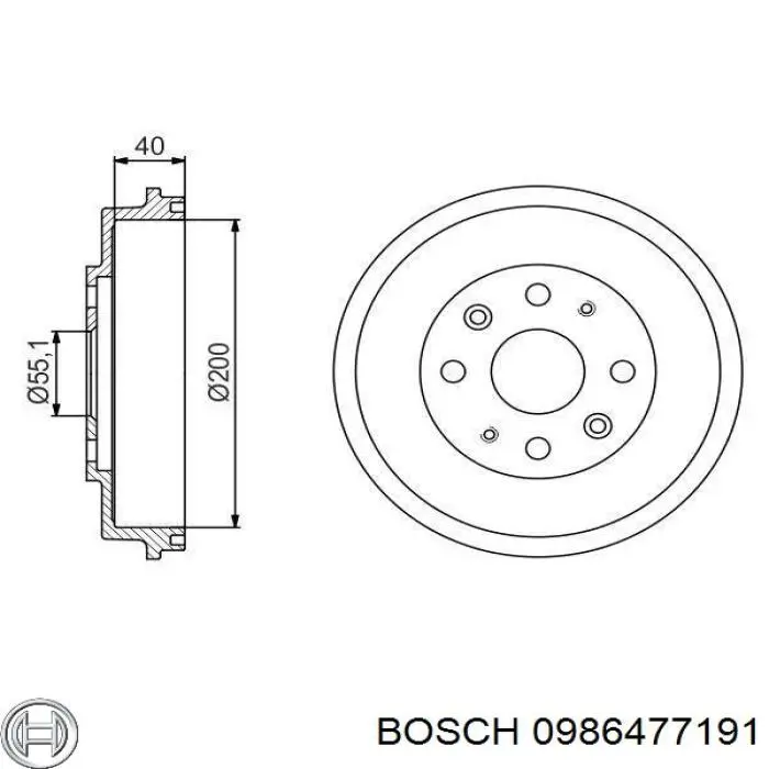 0986477191 Bosch барабан гальмівний задній