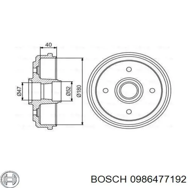 Купити 0986477192 Bosch Барабан гальмівний задній