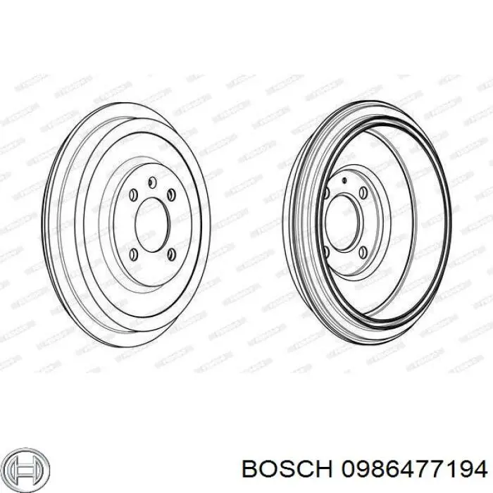 Барабан гальмівний задній Bosch 0986477194