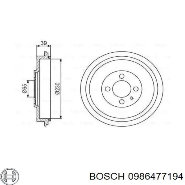 0986477194 Bosch барабан гальмівний задній
