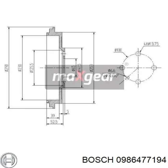 Купити 0986477194 Bosch Барабан гальмівний задній