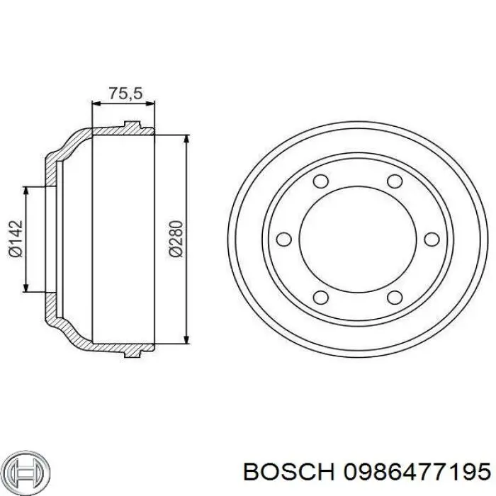 0986477195 Bosch барабан гальмівний задній
