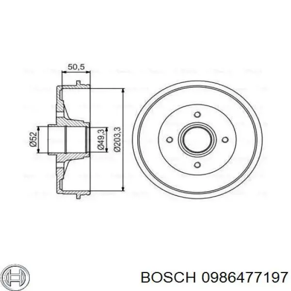 0986477197 Bosch Барабан гальмівний задній