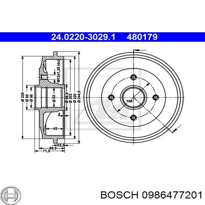 0986477201 Bosch Барабан гальмівний задній