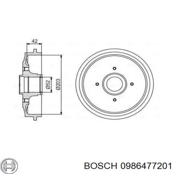 Барабан гальмівний задній 0986477201 Bosch