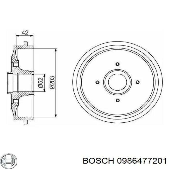 0986477201 Bosch барабан гальмівний задній
