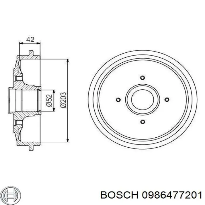 Барабан гальмівний задній 0986477201 Bosch