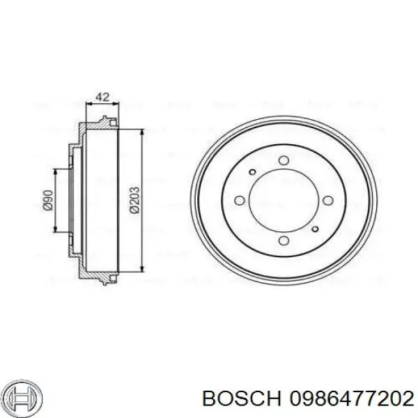 0986477202 Bosch барабан гальмівний задній