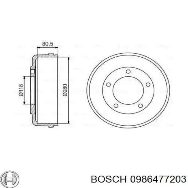 0986477203 Bosch барабан гальмівний задній