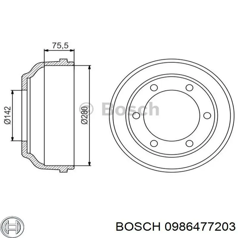 Купити 0986477203 Bosch Барабан гальмівний задній