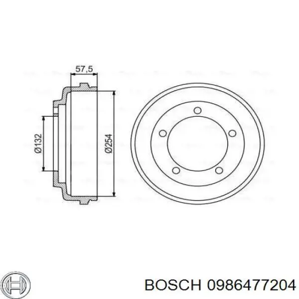 Барабан гальмівний задній Bosch 0986477204 ціна, від 64.03 USD