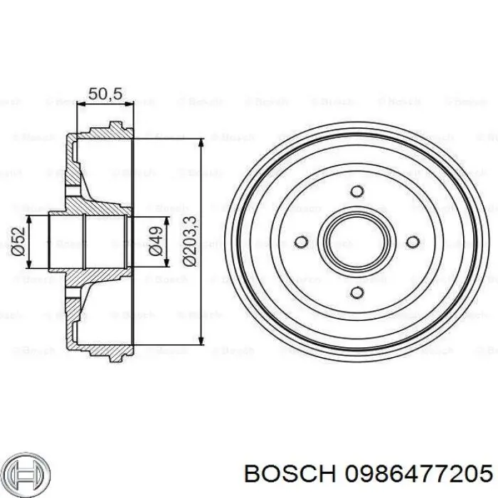 Барабан гальмівний задній 0986477205 Bosch