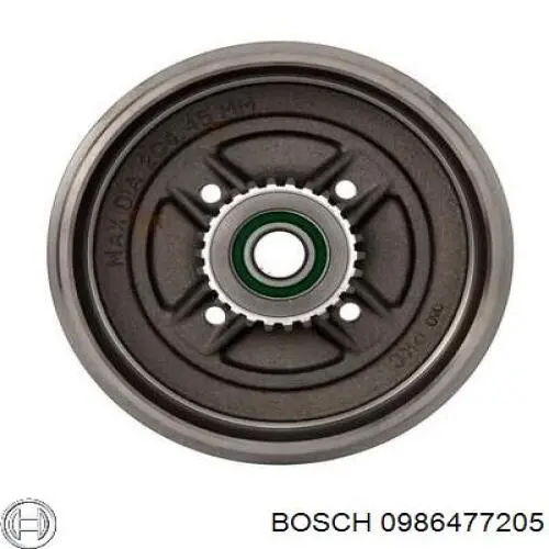 Барабан гальмівний задній Bosch 0986477205 ціна, від 54.84 USD